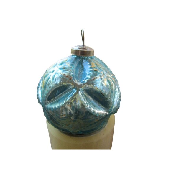 Vintage Turquoise Diamond Bevel Glass Christmas Ornament Kugel Style GUC - Picture 6 of 10